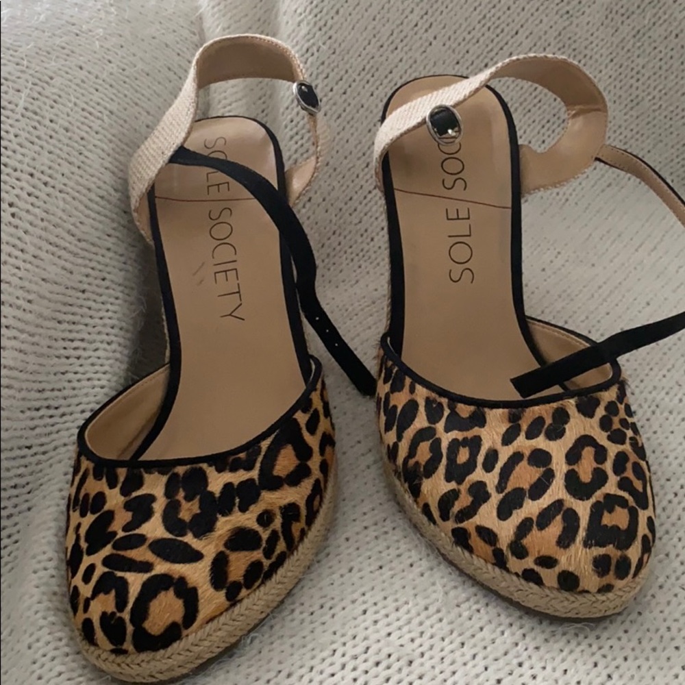 Sole Society Calf hair leopard print wedge